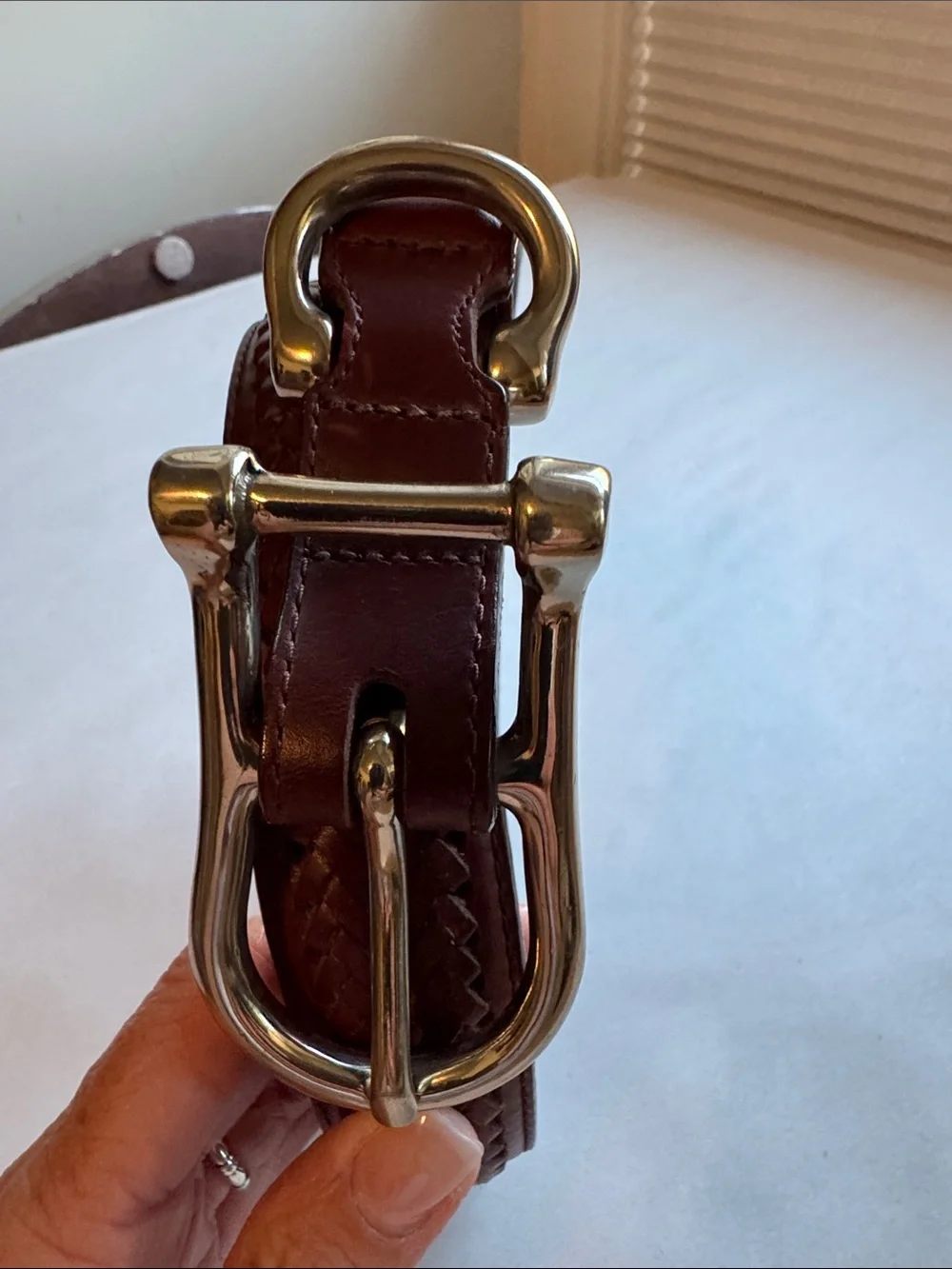 VTG Willis & Geiger Braided Leather Belt Mens 40 Brown Silver Buckle Western